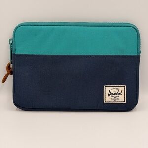 Herschel Anchor Sleeve iPad Mini Tablet Case Navy Aqua Fleece Lined Zip